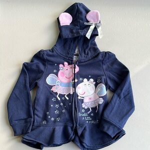 Peppa Pig XS 4/5 Girls Zipper Up Hoodie